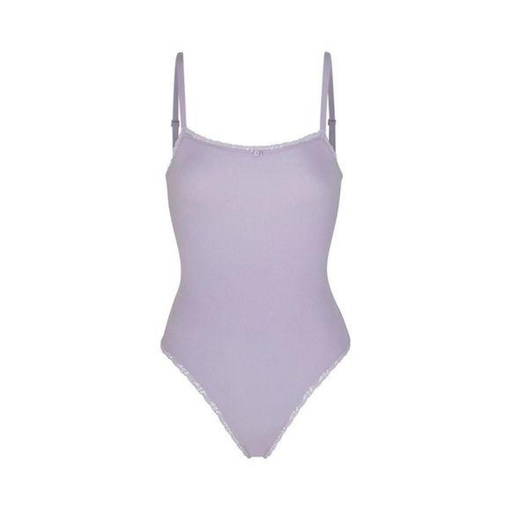 SKIMS Lace Pointelle Cami Bodysuit Lavender Womens XL